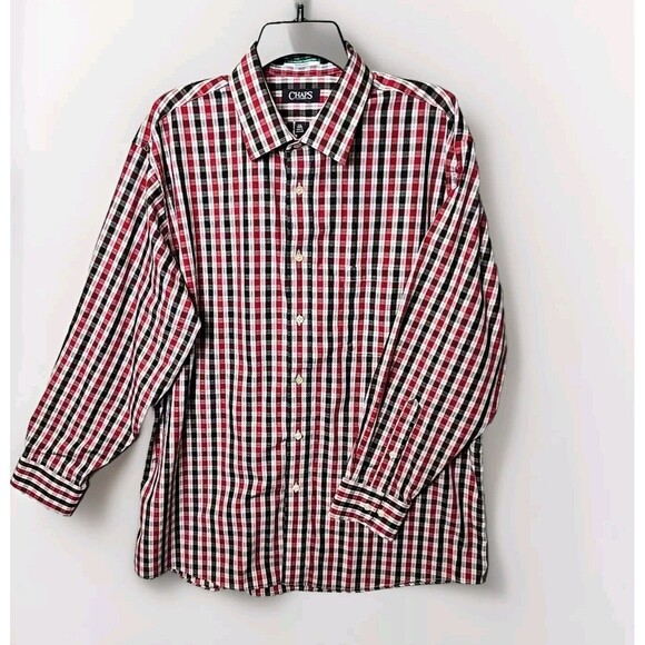 Chaps Shirt Mens Long Sleeve Button Up Size 32/33 17.5 R STAIN release No Iron - Picture 1 of 9